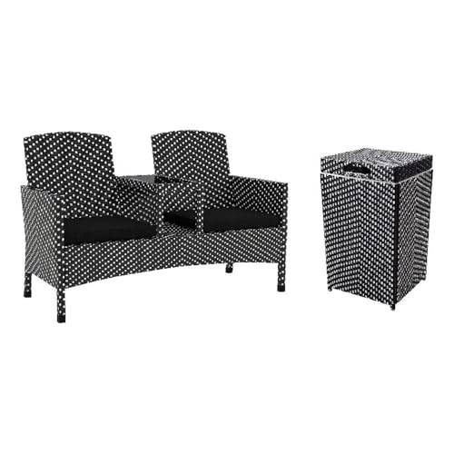 Furniture of America Azur Rattan 2-Piece Loveseat and Trash Can Set Black