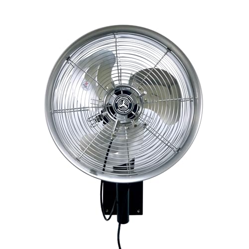 HydroMist Oscillating Misting Fan, Outdoor, 14 Inch, Stainless Steel