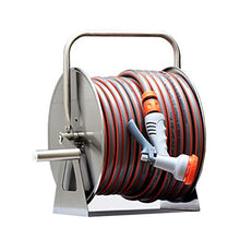 Stainless Steel Hose Reel, Stainless Steel Water Pipe Storage Rack, Watering Car Washing Hose Reel Wall-Mounted Collection Pipe Frame (35m)