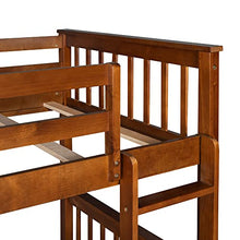 Jintop Twin-Over-Twin Bunk Bed with Ladders & Storage Drawers Walnut