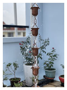 Rain Chains Copper Rain Chain for Gutters for Heavy Rain Guide Rain Chain for Downspouts Copper Rain Fall Eaves Gutter Villa Garden Japanese Temple Sun Room Copper Rain Bell (Color : 4) (4)