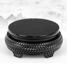 HGIYA Bonsai base Retro Crafts Wooden Display Stand Teapot Table Black Relief Sculpture Pedestal,Flowerpot Vase House Plant Accessories