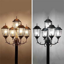 EliteBloom Outdoor Lamps for Patio Lamp Post Lights Vintage Villa Landscape Street Light Aluminum Column 5-Heads Garden Community Park Lawn Lantern Retro,Brass