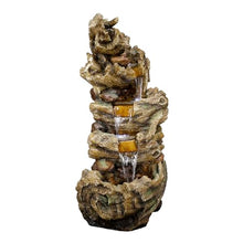 Alpine Corporation TZL132 Outdoor Floor 5-Tier Log Fountain with LED Lights, Cascading Tree Trunk Fountain 47", Brown