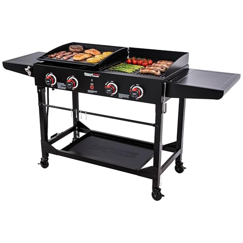 Grills House GD402 4-Burner Propane Gas Grill and Griddle Combo Black