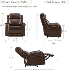 Wall Hugger Power Recliner Chair with Adjustable Headrest for Adults