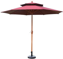RWGOVLU 2.7M Circle Patio with Winding Crank - Sun Shade Umbrella for Outdoor, Garden, Beach, Pool