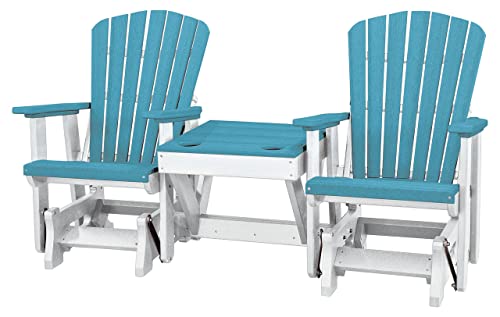 American Furniture Classics Double Glider Aruba Blue and White