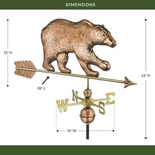 Good Directions Bear Weathervane with Arrow, Pure Copper