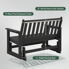 Furnimart 2-Piece Patio Glider Bench Set, HDPE All-Weather Outdoor 2-Person Gliders, Heavy-Duty No-Wobble Frame, Supports 660 LBS Each, Porch, Backyard, Garden & Deck, Black