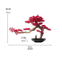 Artificial Bonsai Artificial Bonsai Tree Red Simulation Welcome Pine Micro Bonsai Decoration Modern Office Living Room Corridor Decoration 22.4 Inches for Home Office