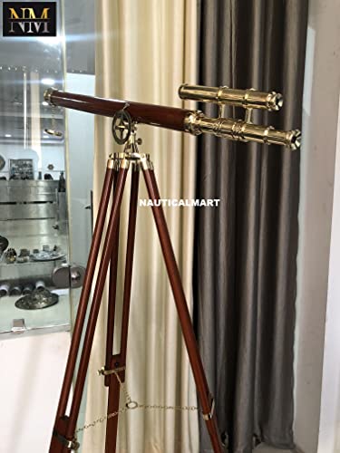 NauticalMart Floor Standing Solid Brass/Leather Griffith Astro Telescope 64