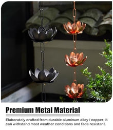 YUSIWOAL Adjustable Gutter Rain Catcher with Chimes for Eaves Drainage and Outdoor Decor(Copper,3.5M (11.5Ft))