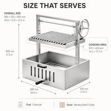 Argentine Parrilla Charcoal Grill with 24.2 x 17.7 in Grate