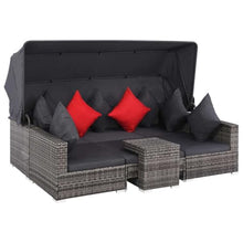 fsahslih 7-Piece Rattan Sofa Set, Modern Outdoor Sectional Furniture with Coffee Table and Canopy, Grey PE Wicker Seating with Cushions for Garden, Patio and Terrace