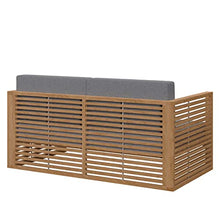 Modway Carlsbad Outdoor Patio Teak Wood Loveseat in Natural Gray