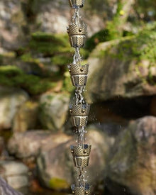YUSIWOAL Decorative Rain Chain for Gutter Downspout, Galvanized Iron Outdoor Water Drainage, Antique Bronze(3.0M (10Ft))