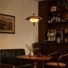 THJS8 Retro Sector Pendant Light Fixture, Brown Acrylic with Cream Globe