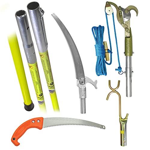 Jameson JE-6PKG-2 Tree Pruner & Pole Saw Kit — 12-Ft Reach, OSHA-Rated Dielectric Fiberglass Poles, 13" Barracuda Tri-Cut Saw Blade, Cut Safe Pruner — Complete Arborist & Landscaping Set