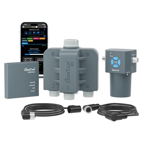 LinkTap Q1 4-Zone Wireless Water Timer & Gateway, Equals Four G2S Smart Hose Timers