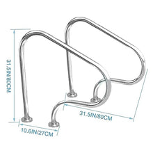Swimming Pool Hand Rail 2Pcs, Pool Handrail with Quick Mount Base 304 Stainless Material, Rust Proof Swimming Pool Stair Rail for In Ground Swimming Pools (Thick 1.5mm)