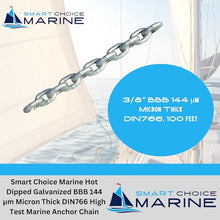 Smart Choice Marine Hot Dipped Galvanized BBB High Test Marine Anchor Chain 3/8" 100 Feet