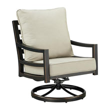 Oakland Living Pair of Black Aluminum Patio Deep Seating Swivel Rocker Club Chairs with Light Grey Cushions
