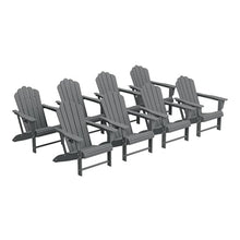 Costaelm Lakeview Outdoor Patio HDPE Adirondack Chairs with Cup Holders (Set of 8), Gray