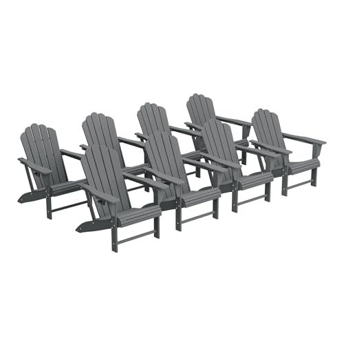 WestinTrends Highland Outdoor Patio HDPE Adirondack Chairs with Cup Holders (Set of 8), Gray
