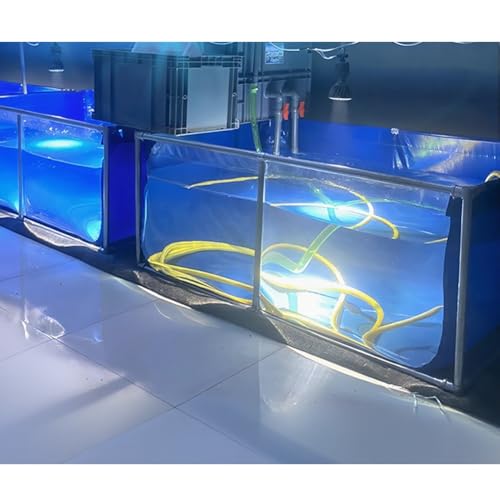 Zfmnoyev PVC Canvas Fish Pond with Steel Frame, Large Aquaculture Pool with Viewing Panel, Rectangular Above Ground Pools/Foldable Water Storage Tank(1x1x0.4 m)