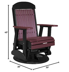 LuxCraft 2' Classic Outdoor Swivel Glider Chair Cherrywood & Black