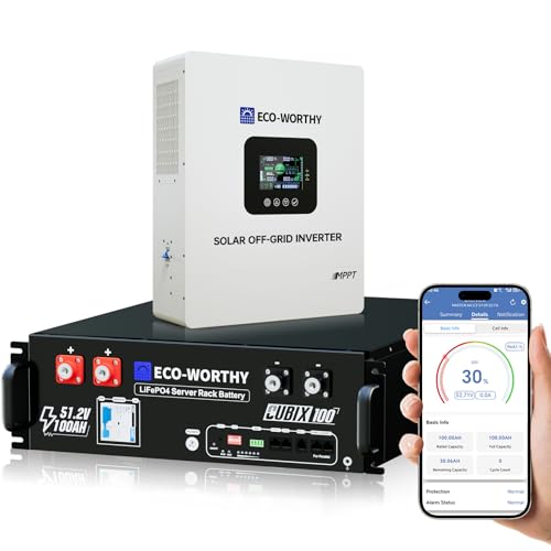 ECO-WORTHY 48V Home Backup Power, 5120Wh LiFePO4 Battery,AC 5000W Inverter