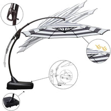 OROTLECT 11 Ft Cantilever Striped Sunbrella Umbrella with Base