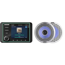 KICKER Premium Marine Gauge-Style Source & 6.5" Thin-Mount LED Speakers Bundle