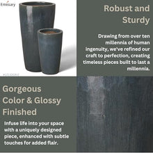 Emissary Gray Stoneware Round Planters Set of 2 18.5in L x 36in H