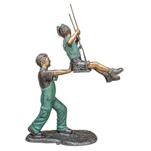 Design Toscano Swinging Children Cast Bronze Garden Statue 50 Inch Two Tone Bronze & Verdigris