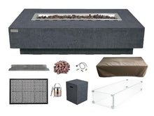 Elementi Hampton Gas Fire Pit Bundle Concrete Fire Table, Outdoor Fire Pit Electronic Ignition | Canvas Cover, Lava Rock Included | Free AMS Wind Guardt | Dark Gray (Propane Gas)