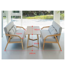 JOSOGO 3-Piece Outdoor Indoor Seating Set, Water-Resistant Solid Wood Frame with Fade-Proof Light Gray Cushions for Garden & Reading Nook(4)
