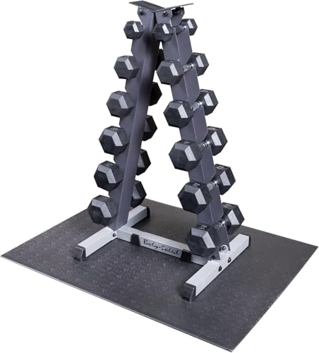 Body-Solid Vertical Dumbbell Rack with Rubber Hex Dumbbells