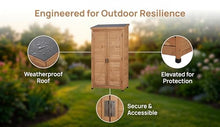 Cesqouc Outdoor Metal Top Wooden 3 Adjustable Shelves Storage Sheds Garden