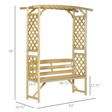 Garden Arbor Arch with Bench for Garden, Backyard, Park, Lawn, Outdoor 3 Seat Wooden Bench with 2-in-1 Design and Two Trellises & Pergola Top for Growing Flowers, Plants