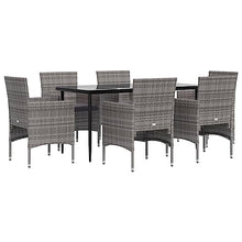 Xolmizyn 7 Piece Patio Dining Set, Outdoor PE Rattan Garden Furniture Table and 6 Chairs with Cushions, Weather-Resistant Backyard Seating for Dining