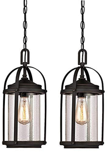 Westinghouse Grandview One-Light Outdoor Pendant, Oil Rubbed Bronze Finish with Highlights and Clear Seeded Glass 2 Pack