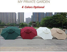 Umbrellas 9ft / 270cm Double Top Garden Patio Umbrella with Crank Handle, Sun Shade Waterproof Protection For Terrace, Balcony, Pool, Beach (Color : Dark Green) (Khaki)
