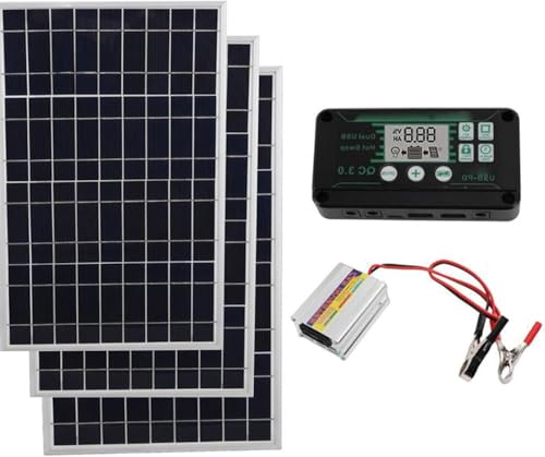 CHRISK 300W 12V Solar Panel Kit, Complete Polycrystalline USB Power Portable Outdoor Rechargeable Solar Cell Solar Generator for Home
