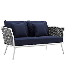 Modway Stance Outdoor Patio Modern Woven Rope Loveseat White Navy