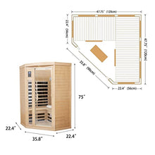 Xmatch Far Infrared Wooden Sauna Room 2-Person Corner 1600W Natural