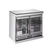 Outdoor Kitchen Island Double Door Beverage Refrigerator Cabinet Granite Countertop Undercounter Cooler Generous Capacity Wheels Glass Shelves Digital Control Patio Bar Storage Station Mobile (Silver)