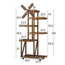 MIIKHI Flower Stand, 5/6 Floors Rack Scroll Wheel Easy to Move Balcony Garden Wrought Iron Solid Wood Succulents Floor-Standing Plant Flower Pot Stand, Brown, 2 Specifications (Brown 50cm