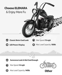 ELEMARA Electric Dirt Bike Kids 15mph 150lb Max Black